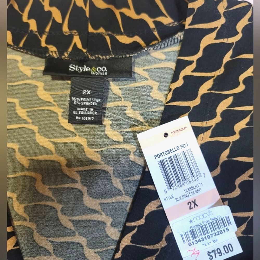 0819. NWTs ~ Style & Co. ~ Geometric Print Dress ~ 2XL ~ Empire Waist~ Slimming! - Picture 8 of 8
